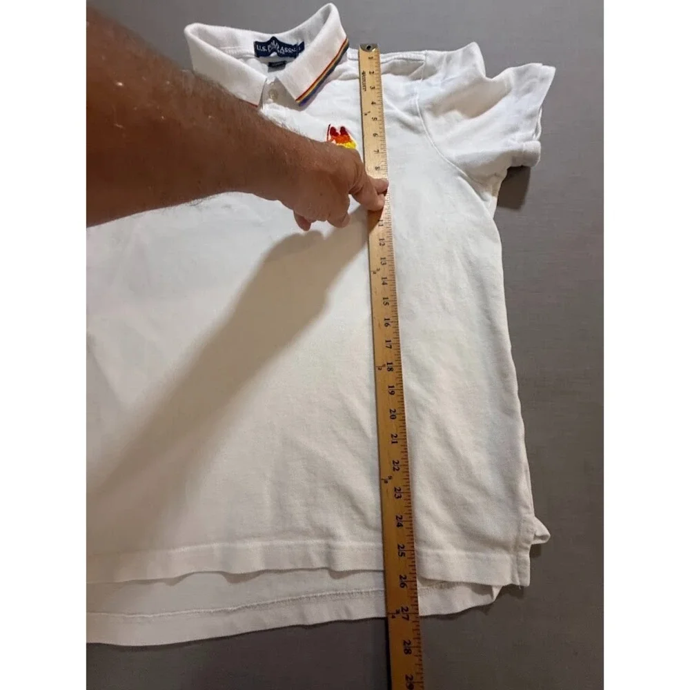 U.S. Polo ASSN. Polo Rainbow Pride Logo Shirt Adult L White Short Sleeve Button.
